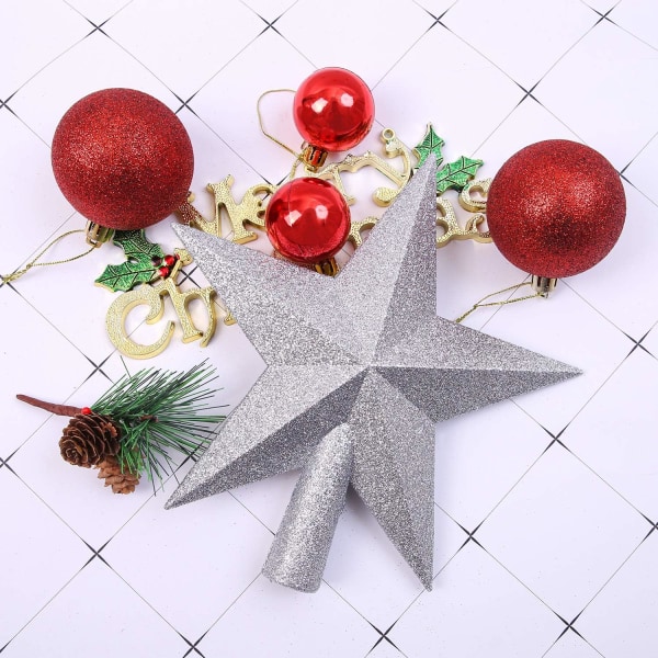 Pieni kimalteleva joulukuusen päällinen - Särkymätön tähti (hopea, 11 cm)