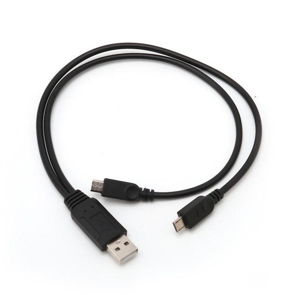 38cm Bärbar USB Hane Universal Micro USB Dual Hane Y Adapter Splitterkabel