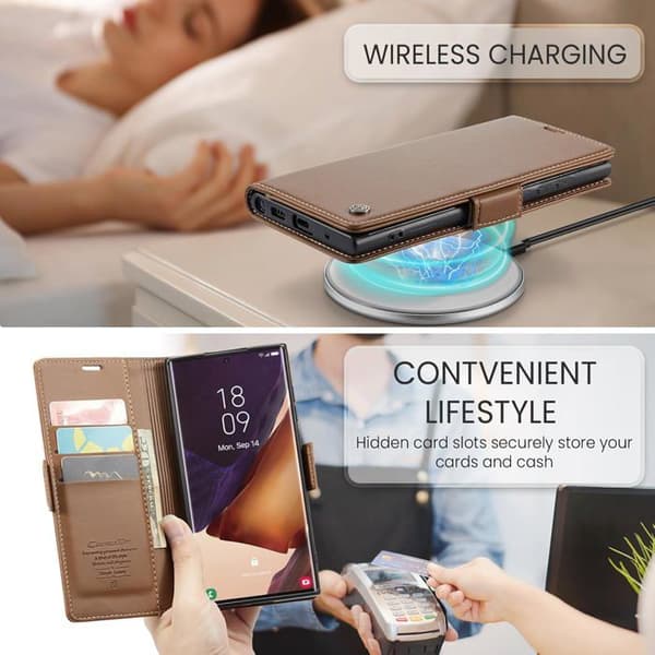Etui til Samsung Galaxy Note 20 Ultra, Premium RFID-beskyttelse PU-læder pung-flipetui med magnetisk lukning [J537]