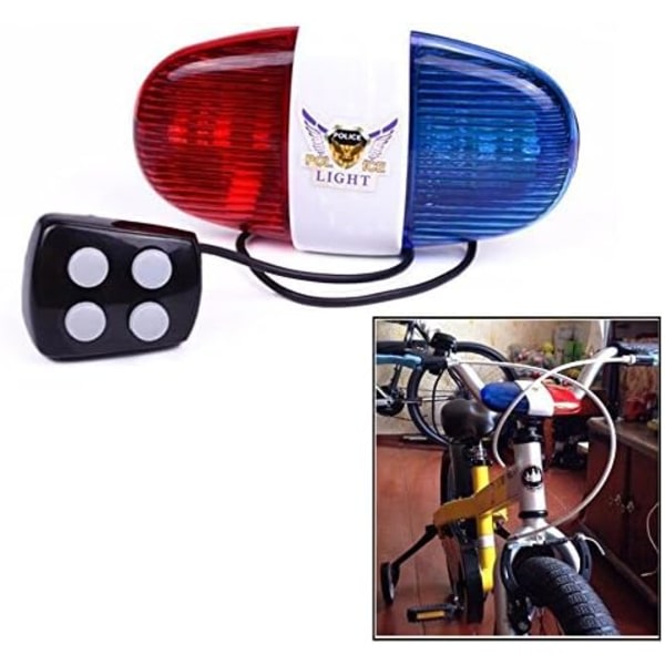 Cykel LED-ljus Cykel Cykel Elektrisk Horn 4 Sound 6 LED Cykling Polis Siren Elljus Cykelutrustning Tillbehör