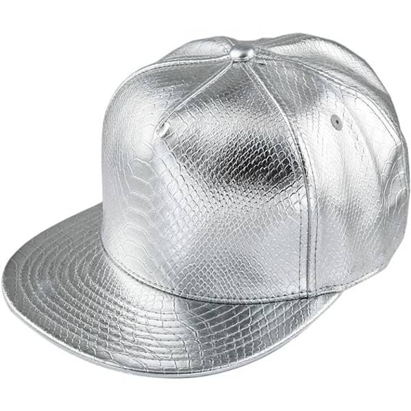 Unisex Snapback Caps Justerbar Flat Brim Hip Hop Cap (Sølv)