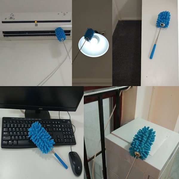 Mikrofiber forlængelig håndstøvsuger vaskbar støvbørste med teleskopstang til rengøring af bil, computer, aircondition