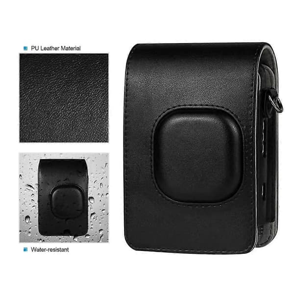 Kameraväska för Mini LiPlay PU-läder Skydd med axelrem Pearl white