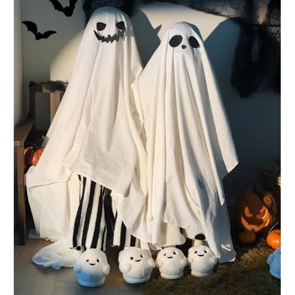 Halloween hjemmesko til kvinder med spøgelse- og flagermusdesign 38-39 38-39