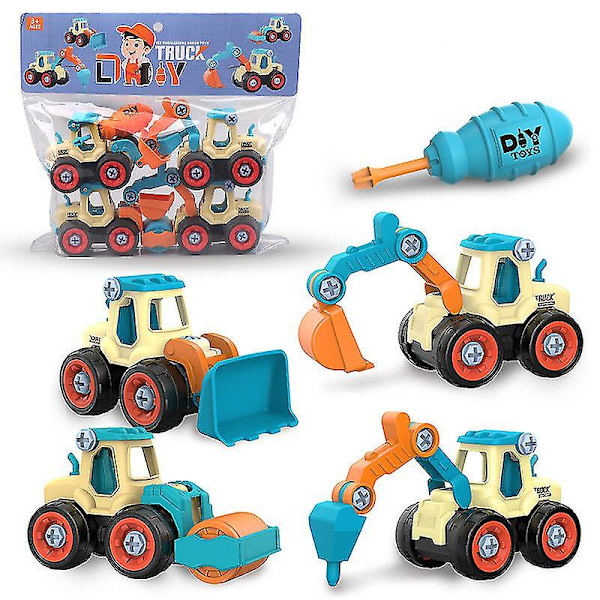 Mutterdemontering Lastning Lossning Engineering Truck Grävmaskin Bulldozer Barn Skruv Kreativt Verktyg Utbildning Modell Bil Leksaker Vacker A