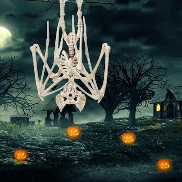 Halloween skräck fladdermöss skelett skelettmodell läskig Halloween Vit