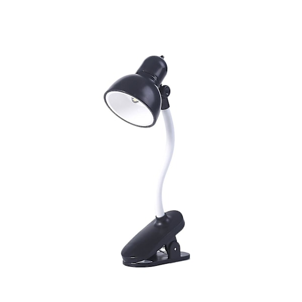Skrivebordslampe, 360 graders rotasjon, klips-på-lampe, bærbar leselampe, klemme på skrivebord/bord/køyeseng/skap, hjemmebelysning Black B