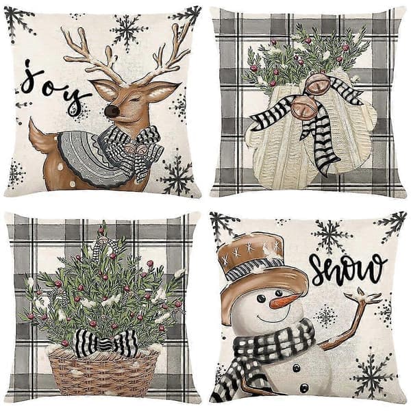 45 cm julkuddfodral jultomten snögubbe julgran kuddfodral god jul dekor för hemmet juldekor-lingling} E E