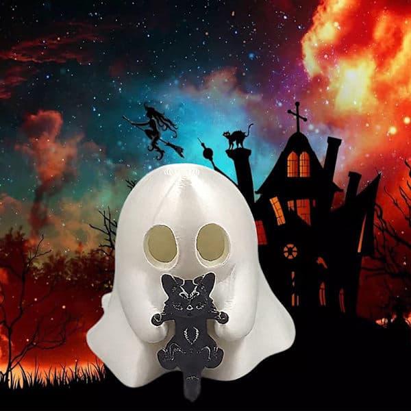 Halloween Spökfigur Läskig Harts Spökstaty Spökprydnad A