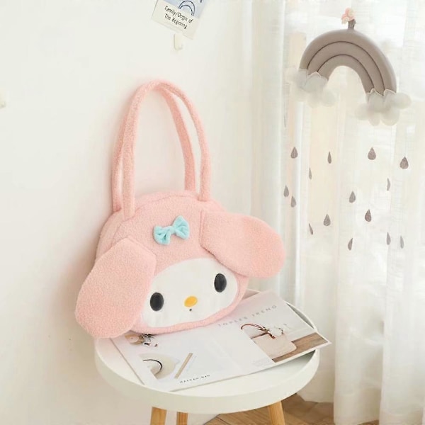 Sanrio Kulomi My Melody Axelväska Plysch Myntväska Sminkväska Handväska Härliga Födelsedagspresenter För Flickor Söt Väska Rosa Grå Drawstring As Description