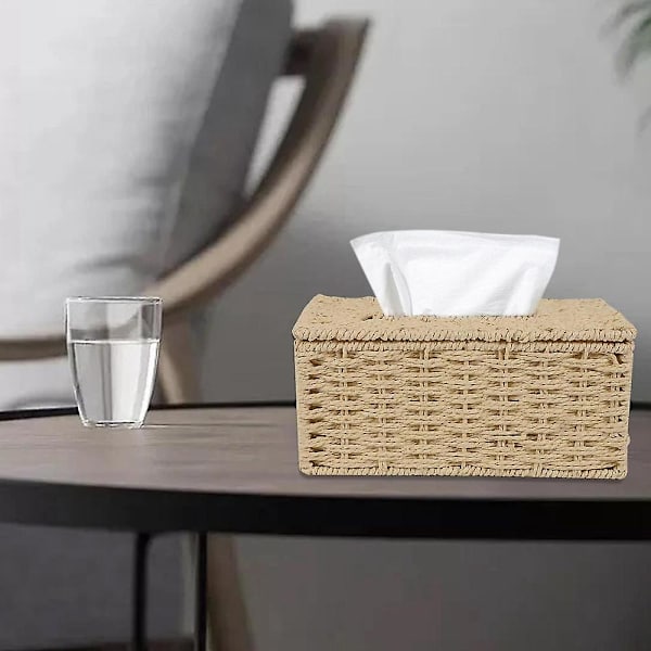 Rattan Servetthållare, Vintage Servetthållare, Förvaringsbehållare för Pappersförvaring, Vardagsrumsbord De