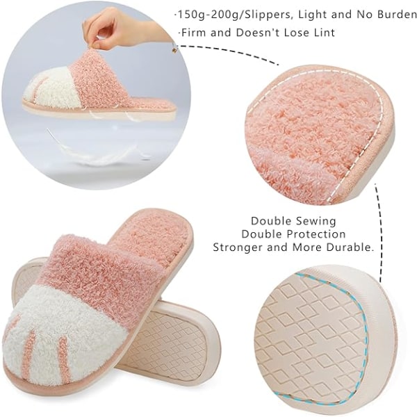 Sødt dyreslippers til kvinder, vintervarme memory house slippers, sko til piger, kreative gaver til kvinder piger kæreste (5/6 UK) Pink