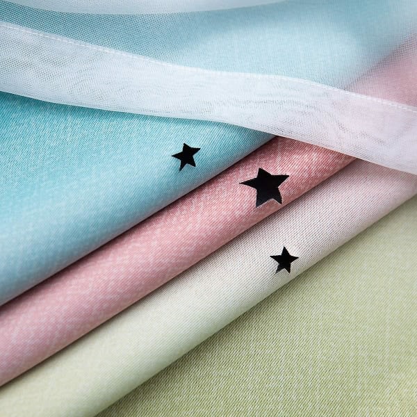 Double Hollow Star Curtains Double Layer Star Curtains Compatible With Kids Girls Bedroom Colorful Kids Room With Voile Children's Curtains Black