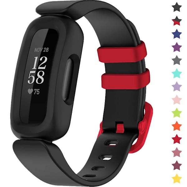 Rannekkeet Fitbit Ace 3 -lapsille, silikoniset vedenpitävät rannekorutarvikkeet, urheilukellon rannekkeen vaihto Fitbit Ace 3 -pojille ja -tytöille Black Fitbit Ace 3