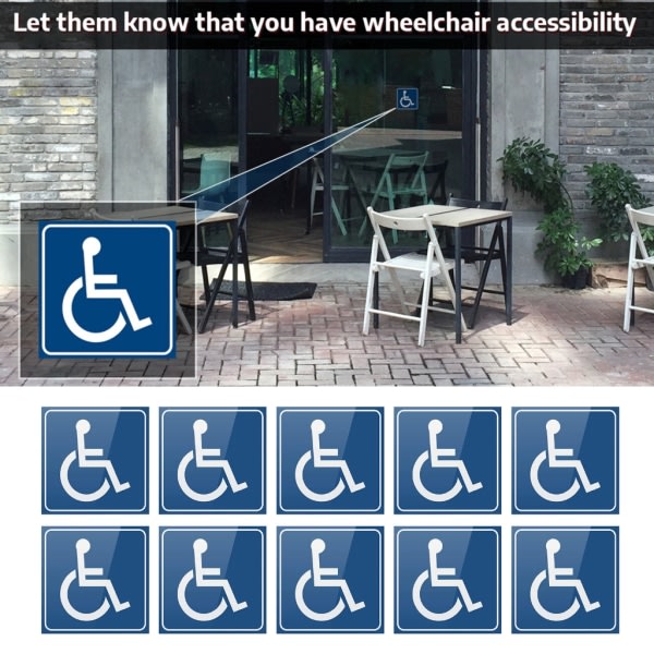 Skiltemærkater til handicappede kørestole, Handicapskilt, Handicapskilt, Selvklæbende mærkat, 3''/4'' 2 størrelser 76,2x76,2 mm 76.2x76.2mm