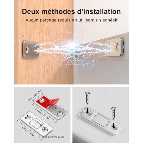 2 stk ultratynn magnetisk metallås, selvklebende magnetlås
