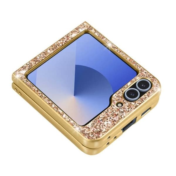 Glitterfodral för Samsung Z Flip 6 - Hård baksida, mjuka kanter - Gul - Glansigt - Unisex