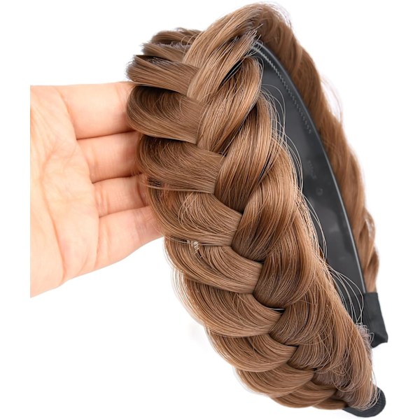 Bred flätad pannband med tänder syntetiskt hår flätat pannband hög elasticitet flätor(23030#)