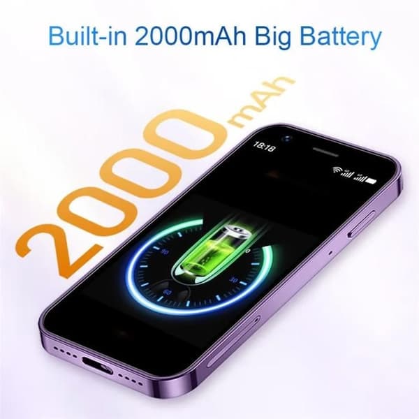 Android 10 5 MP Dual SIM Mini 3 tuuman matkapuhelin 4G-älypuhelin, 3 + 64 Gt - Musta