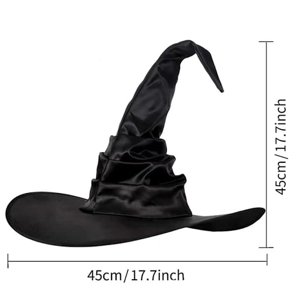Unisex Halloween Vinklet Heksehat Sort Foldbar Troldmandshat Mænd Kvinder A