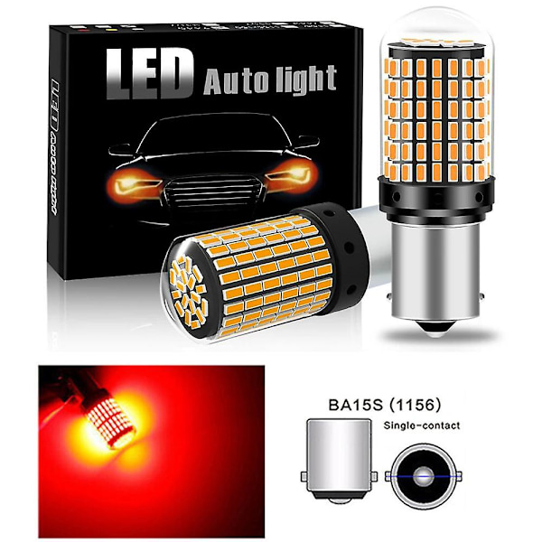 2 KPL 1156 BA15S P21W BAU15S PY21W T20 7440 W21W 3157 1157 P21/5W W21/5W LED-polttimot 144 SMD led CanBus-lamppu suuntavilkkuun red 2PCS 1156 P21W BA15S