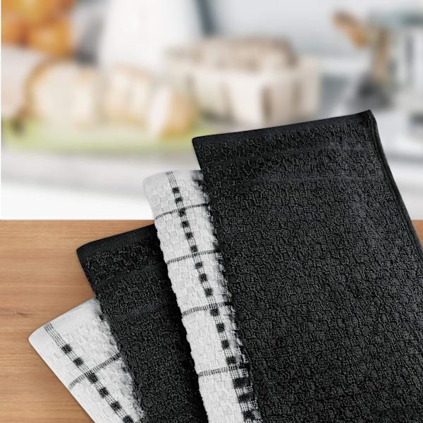 Handdukar - Set med 12 kökshanddukar - 38 x 64 cm - ringspunnen bomull supermjuka absorberande diskhanddukar, kökshanddukar och bardiskar