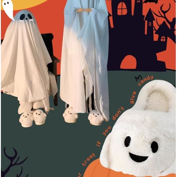 Halloween hjemmesko til kvinder med spøgelse- og flagermusdesign 42-43 42-43