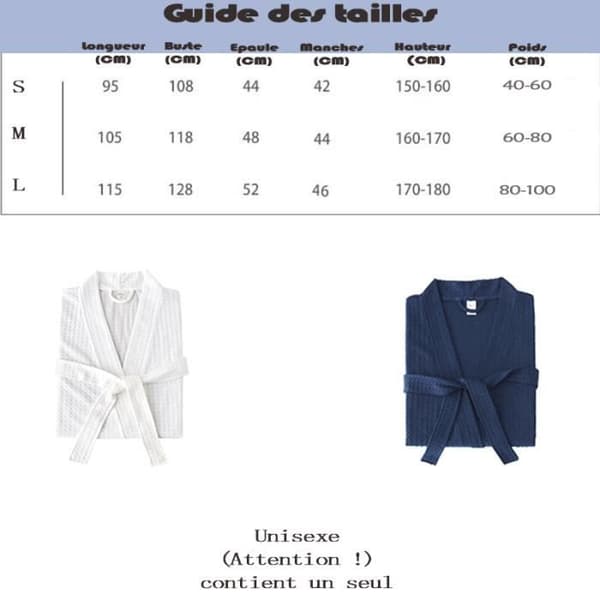 Unisex badrock - LEOCLOTHO - Vit - S - Polyester - 4 säsonger