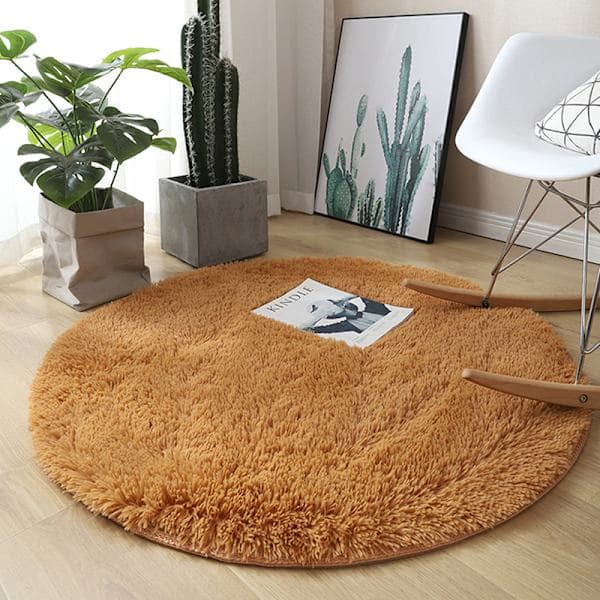Fluffig Ullmatta Vardagsrumsmatta Fuskpäls Rund Matta Barnro Vit 40*40cm White