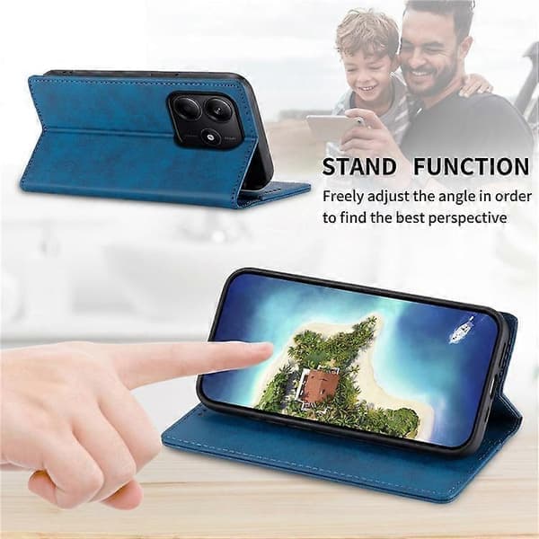 DF-05 Kompatibel med Xiaomi Redmi Note 14 5G Plånboksfodral RFID PU-läder Telefonfodral [DB] Blå Blå