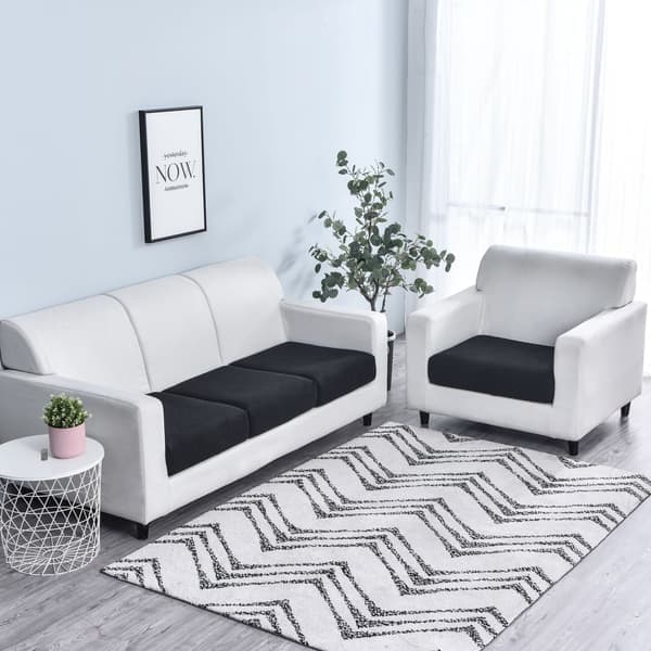 3 st soffkuddfodral Högstretch individuellt sittkuddfodral Sofföverdrag Soffkuddfodral Svart Black