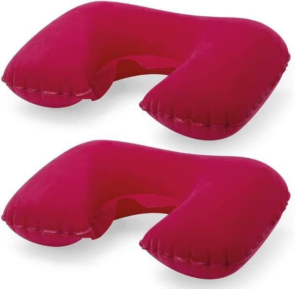 2 uppblåsbara nackkuddar för resor wine red