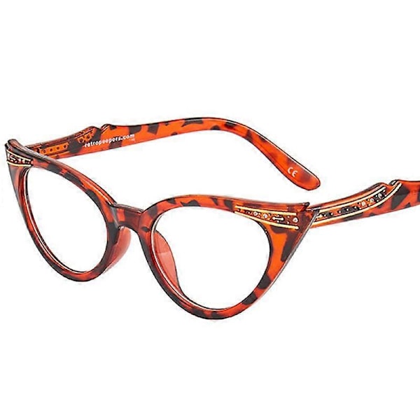 Kissamaiset lukulasit timanteilla miehille ja naisille, vintage leopardikuvioiset silmälasit, kaukolasit leopard 3