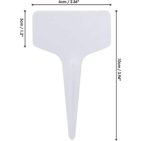 100-pack plastväxtetiketter, T-etiketter, vita