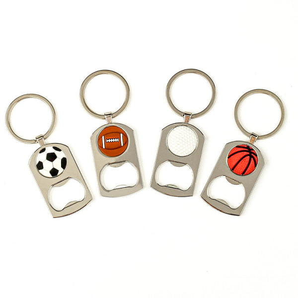 4-pack Flasköppnare Nyckelring Bärbar Basketboll Fotboll Rugby Golf Ölflasköppnare Dryckesflasköppnare