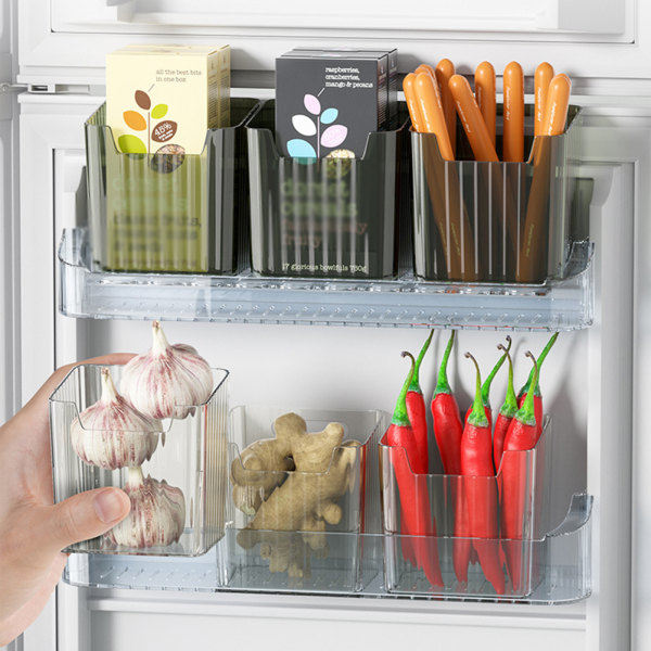 Køleskabsarrangørboks Transparent plast side dør opbevaringsbeholder til grøntsager transparent