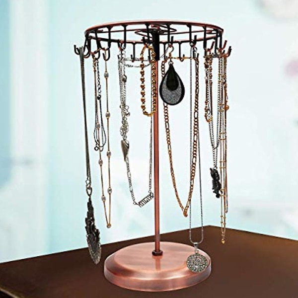 23 kroker roterende halskjede skjermholder anheng armbånd smykker stativ Antique Brass