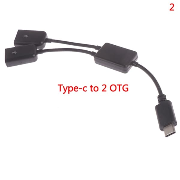 Micro USB / Type C til 2 OTG Doble Hunn USB-porter Hub Kabel Y SP Svart Type-C