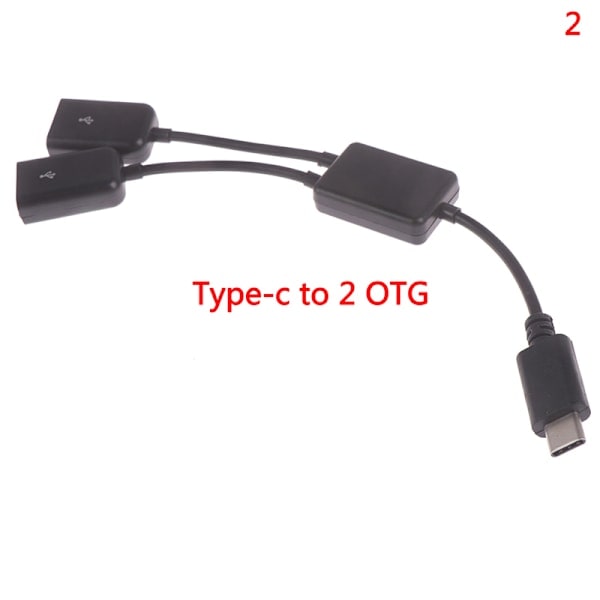 Micro USB / Type C til 2 OTG Dual Hun USB-porte Hub Kabel Y SP Sort Type-C