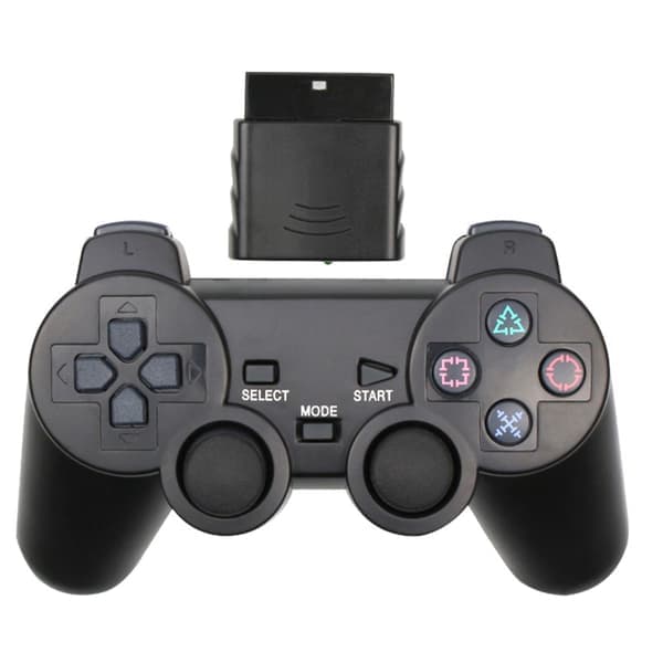 Trådløs Game Controller Dobbelt Vibration 2.4GHz Lav Latens Fjernbetjening Game Controller Kompatibel med PS2 Sort