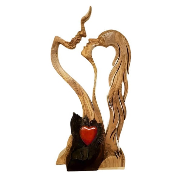 Romantisk abstrakt statue kjærlighet hjerte kyssing par tre figurer Skulptur