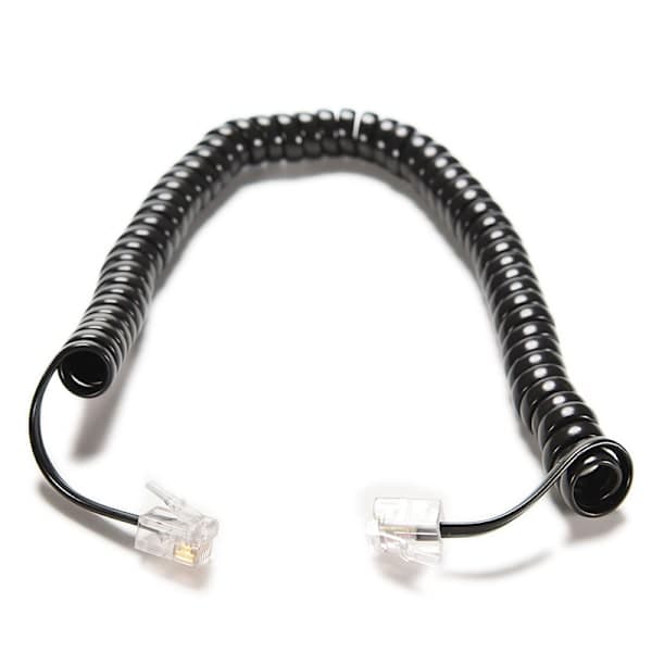 2 meter sort telefonhåndsæt Telefon forlængerledning Krøllet spiral L sort 1 stk 1pc