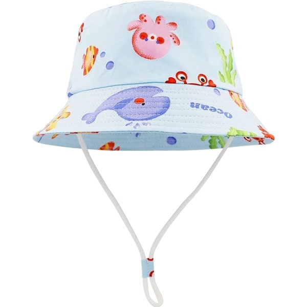 Sommar solhatt, strandhatt i ren bomull, unisex tecknad djur frukt panering bläckfisk octopus