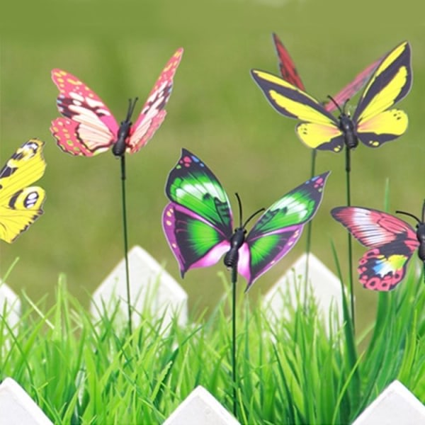 10-pack - Fjärilar på en pinne - Flerfärgad trädgårdsdekoration
