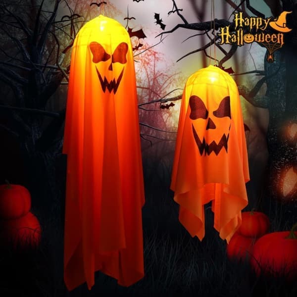 2-pack LED Lysande Spöke Halloween Dekorationer Hängande Prydnader för Trädgård Gårdsfest