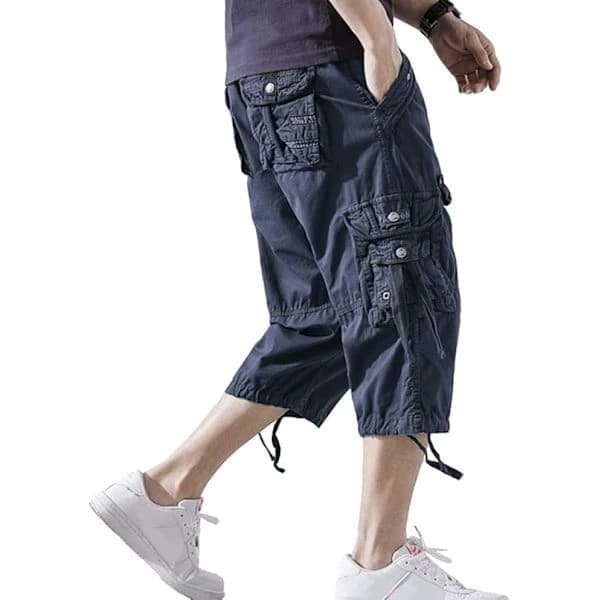 Cargo Shorts til Mænd Bomuld 3/4 Løs Pasform Under Knæet Capri Cargo Shorts