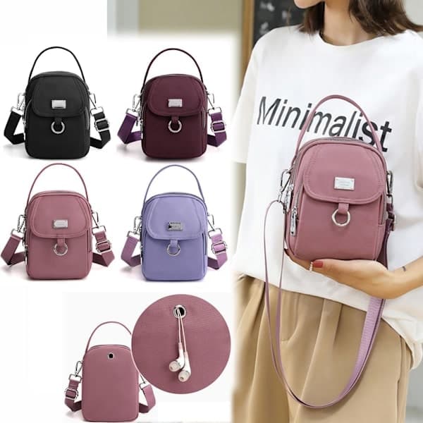 Mini axelremsväska för damer, handväska, budväska, rosa pink