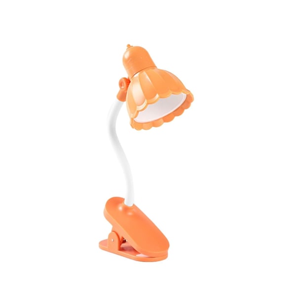 Skrivebordslampe, 360 graders rotasjon, klips-på-lampe, bærbar leselampe, klemme på skrivebord/bord/køyeseng/skap, hjemmebelysning Orange C