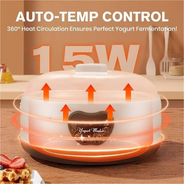 Multifunksjonell elektrisk yoghurtmaskin 36 timer med justerbar temperatur og tid, europeisk støpsel.