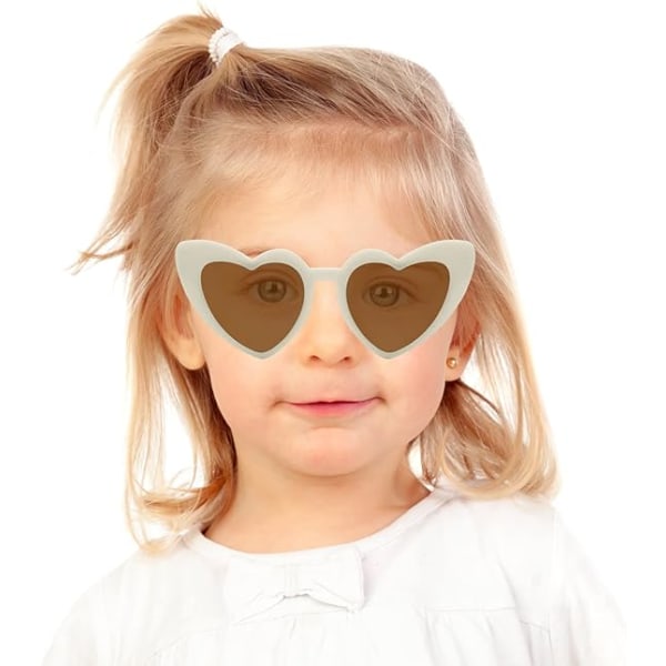 Lasten sydämenmuotoiset polarisoidut aurinkolasit, 70-luvun retro-rakkaussydämen kissansilmäaurinkolasit UV-suojalla Vintage-silmälasit tytöille ja pojille Beige/Brown